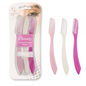 Stainless Steel Sharp Safe Blade Brow/Facial Razor for Women (3-pack)